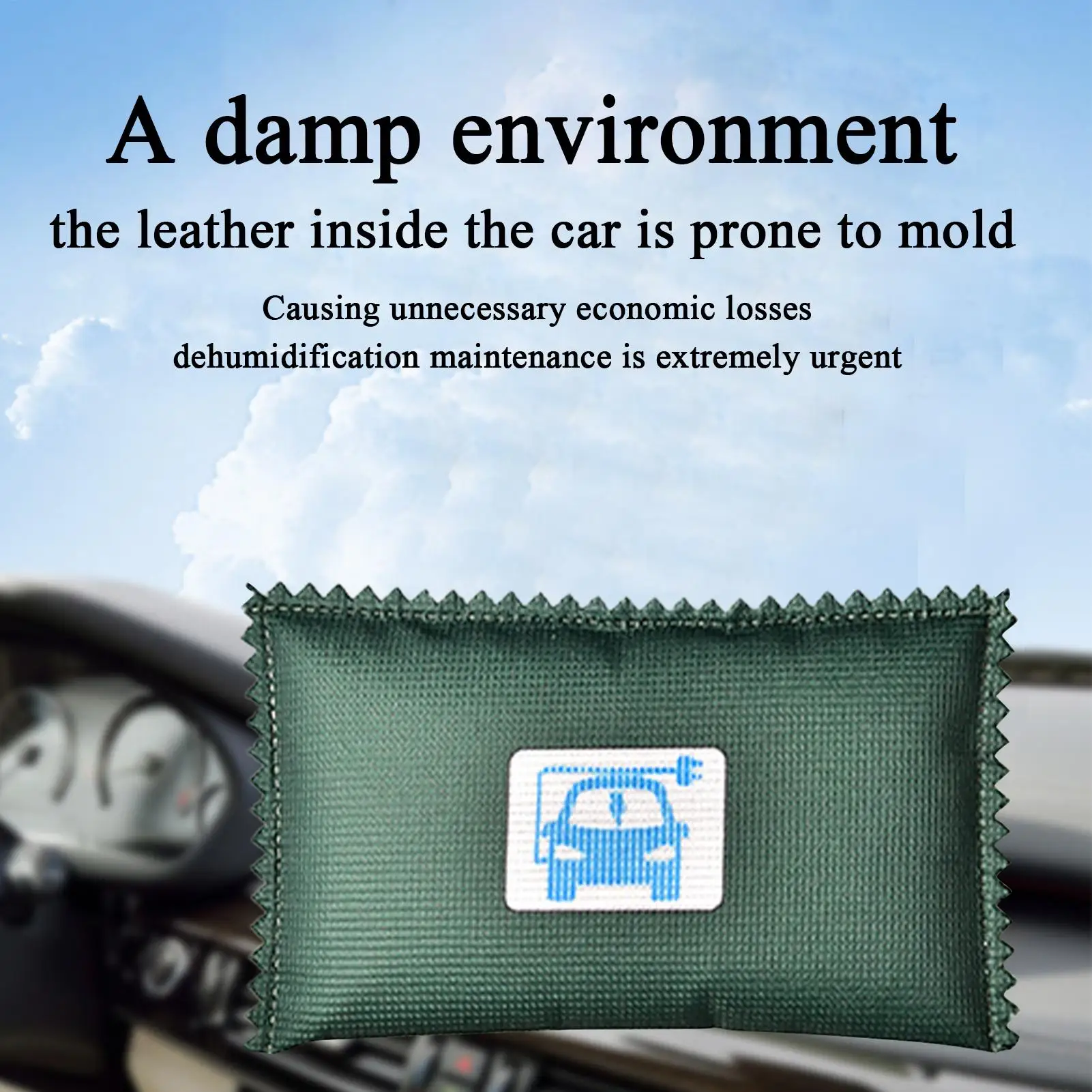 Car Moisture Absorber Bag Prevents Mold & Odors in Humid/Rainy Season Protects Leather Seats For Sedan, SUV, Truck, RV Interior