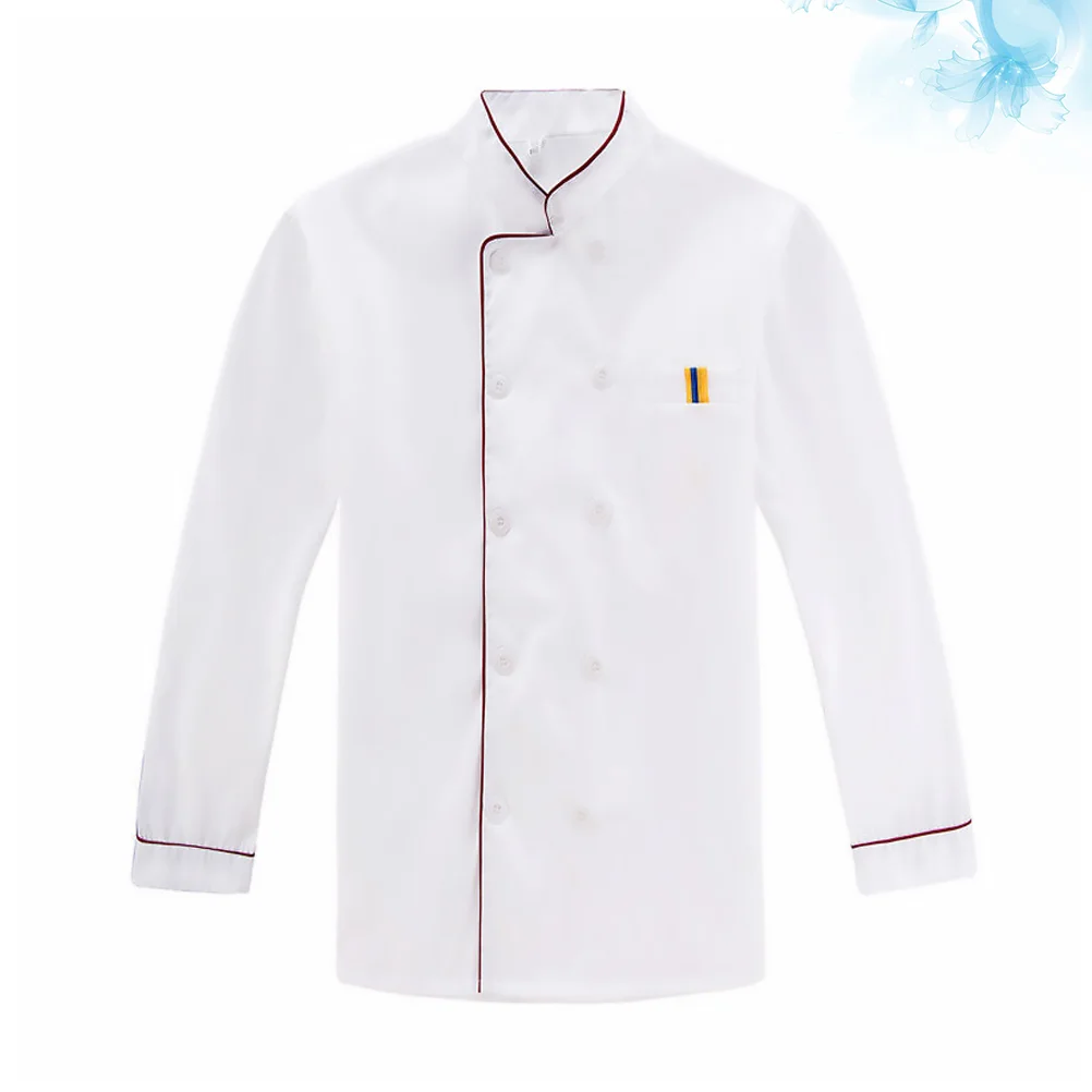 Vêtements de chef de restaurant pour hommes, uniforme en coton blanc, salopette, veste à manches longues