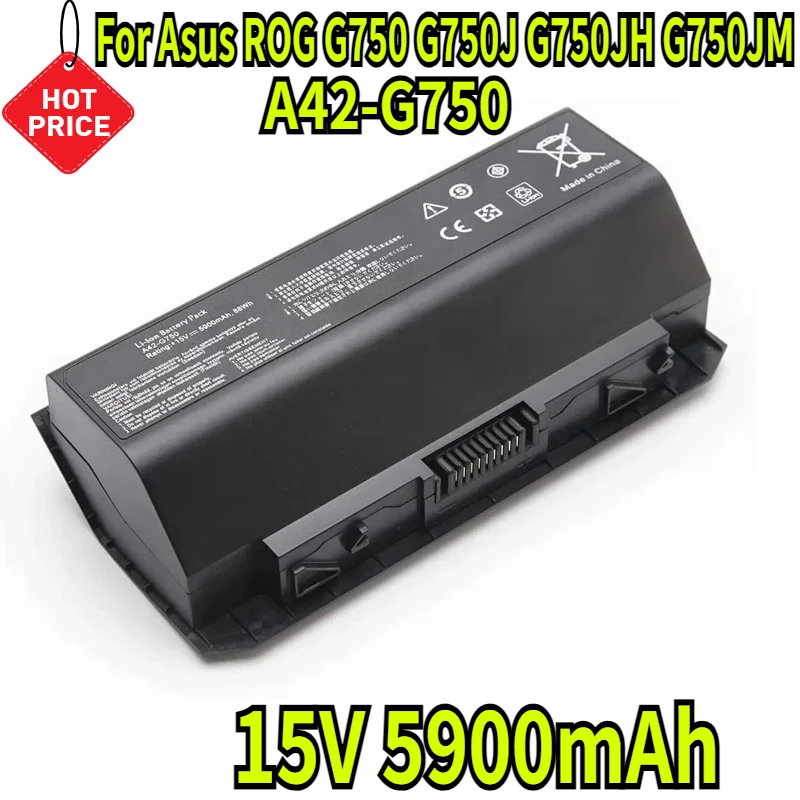 

15V 5900mAh A42-G750 Laptop Battery For Asus ROG G750 G750J G750JH G750JM G750JX G750JS G750JW G750JZ CFX70 CFX70