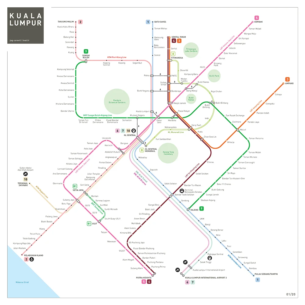 Kuala Lumpur Metro Line Map Poster Malaysian Subway Map Decorative Picture Explorer Wall Art Gift for Men, Women & Travel Lover