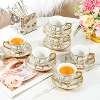 6PCS Ceramic Coffee Cup And Dish Set Phnom Penh Grey Green Cups American Exquisite Household Drinking Mug With Plate Sets