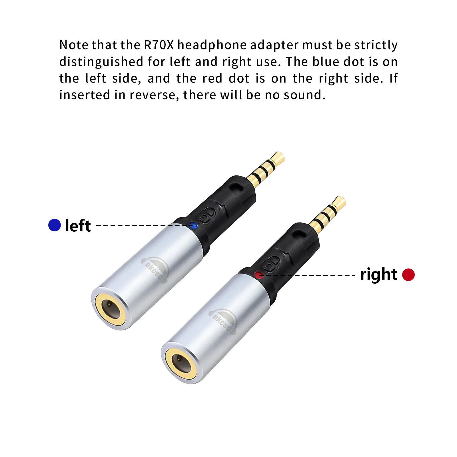 OKCSC Audio Adapter for Audio-technica ATH-R70X to 3. 5mm Cable Adapter 2.5mm male to 3.5mm female Audio Plug Connector