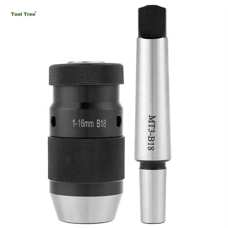 Tool Tree Keyless Drill Chuck Arbor with Taper Fitting for Milling Machine C45S20 Material 1-16B18 Size MT3-B18 Model