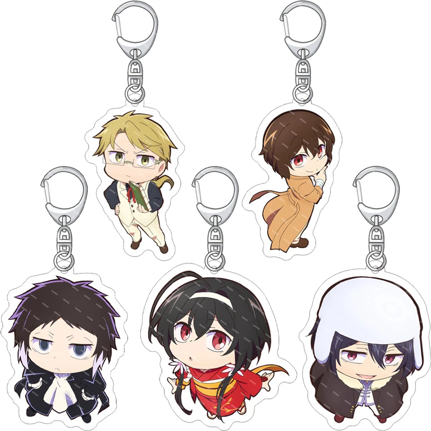 55MM Anime ‌ Bungo Stray Dogs Figur Osamu Dazai Chuuya Nakahara Kyoka Izumi Fyodor Dostojewski Acryl-Schlüsselanhänger Kawaii ‌   Geschenke
