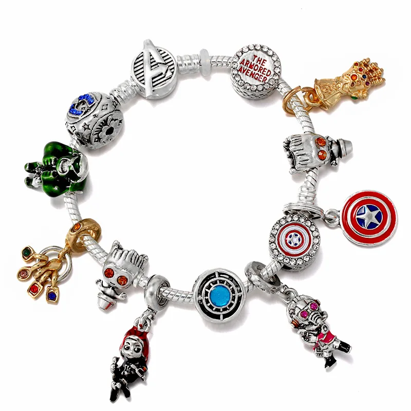 

Disney Guardians of the Galaxy Charms Bracelet Women Avengers Hulk Groot Beads For Bijoux Making Marvel Infinity Gauntlet Dangle