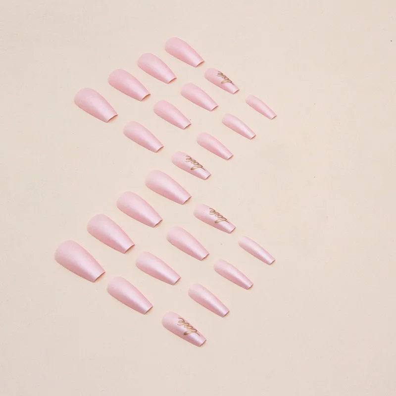 Faux Ongles Longs en Forme de Ballet à Pression Love, avec 1 Pièce de Gelée et 1 Lime à Ongles, 24 Pièces