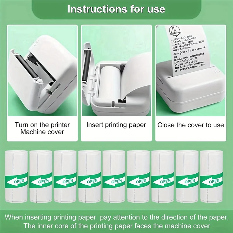 

10PCS Mini Thermal Printer Sticker Paper Self-Adhesive Labels Black On White For All Printers Up To 57*30Mm
