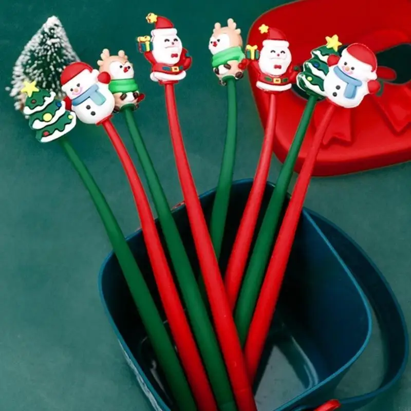 D5BB 10 % phim hoạt hình Giáng sinh Gel Pen Giáng sinh Elk Santa Cây Giáng sinh Bút Snowman For Kid Quà tặng Tiệc Giáng sinh