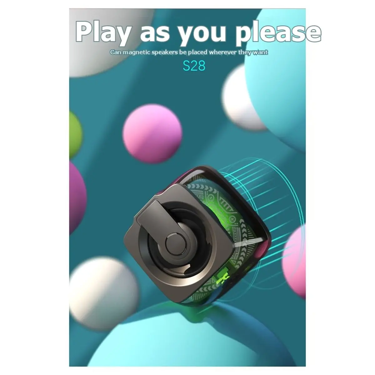 （2026 SUMMER）Magnetic Bluetooth Speaker Portable Wireless Outdoor Card Small Audio Rgb Atmosphere Light Mini Speaker