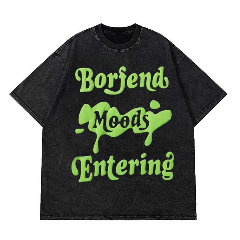 

Summer Sporty Washed T-shirt Oversized Hip-hop Street Style Anime Print Couple's 2026 Short-sleeved Vintage Tees Tops