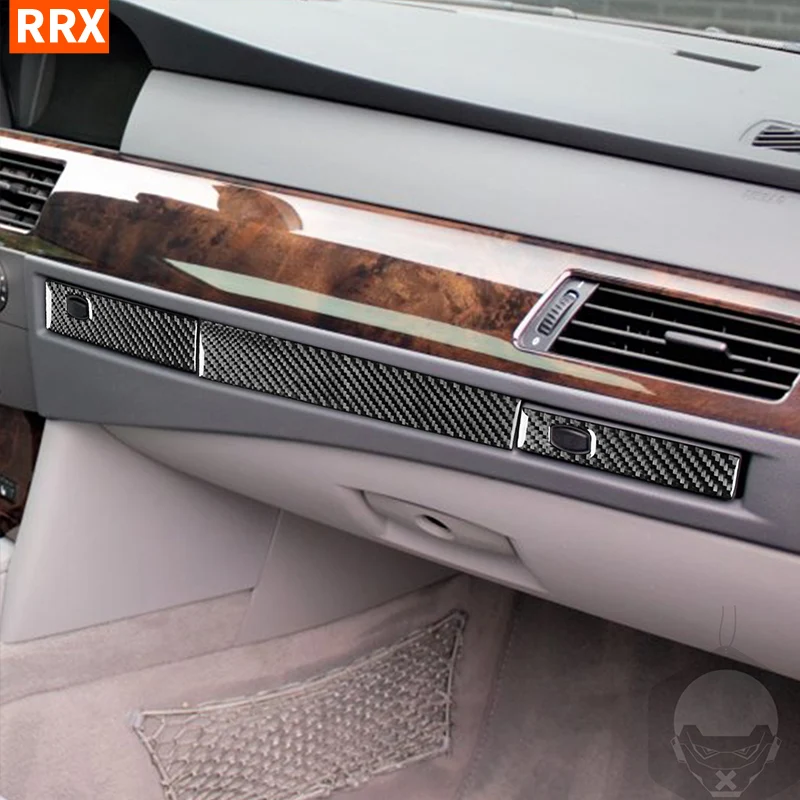 For BMW 5 Series E60 2004 2005 2006 2007 Glove Box Water Cup Holder Panel Cover Trim Sticker Carbon Fiber Car Accessories