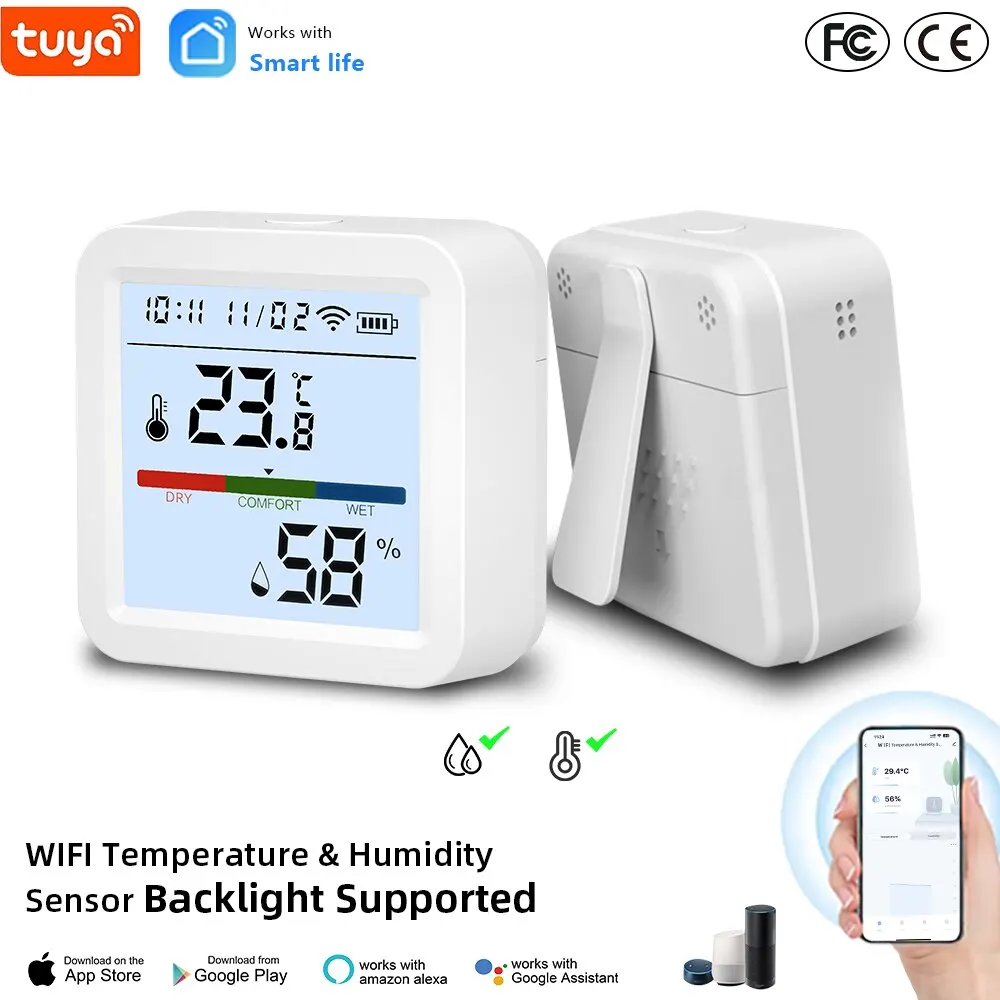 Tuya Smart WIFI Temperature And Humidity Sensor Indoor Hygrometer Thermometer With Backlight Support Alexa Google Assistant