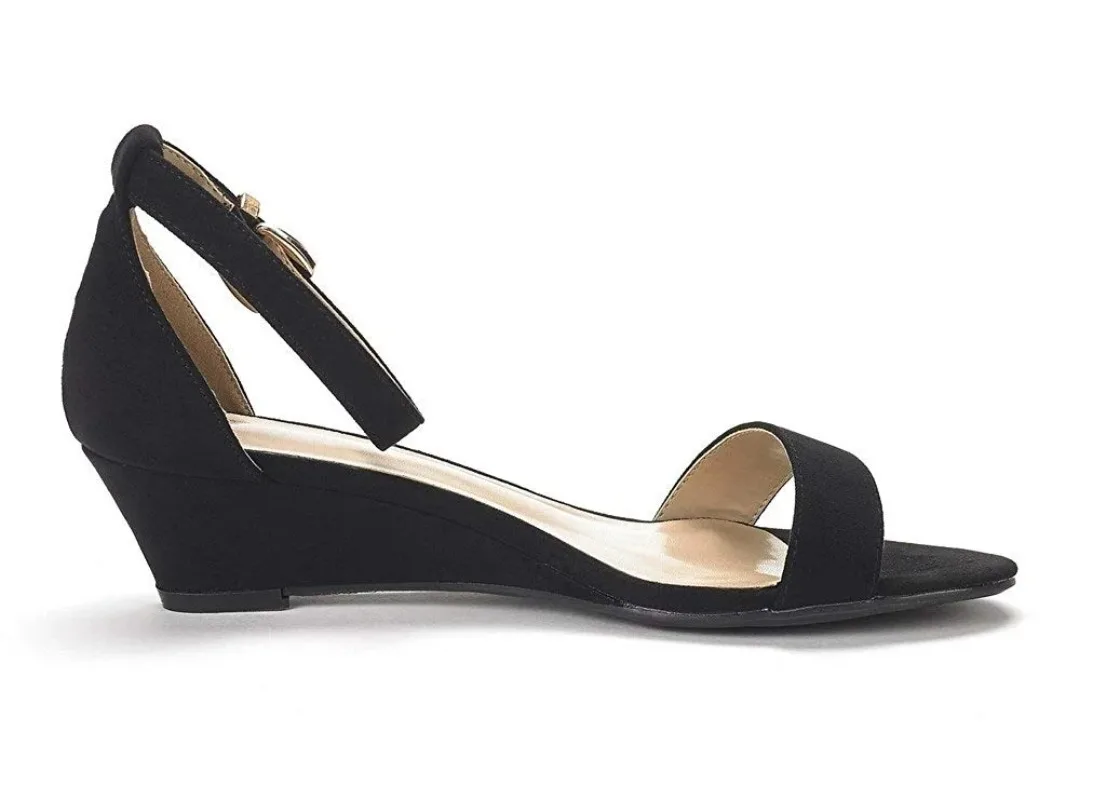 Women Sandals Simple Style Casual Pointed Toe 5cm Low Platform Wedge High Heels Velvet Sandal Party Dress Wedding Shoes Big Size view 2
