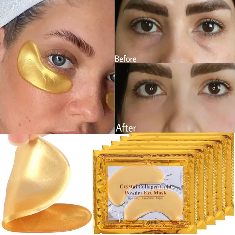 Cristal colágeno máscara ocular, pó de ouro, anti-envelhecimento, olheiras, acne, remendos de beleza, cuidados com a pele, cosméticos coreanos, 10pcs