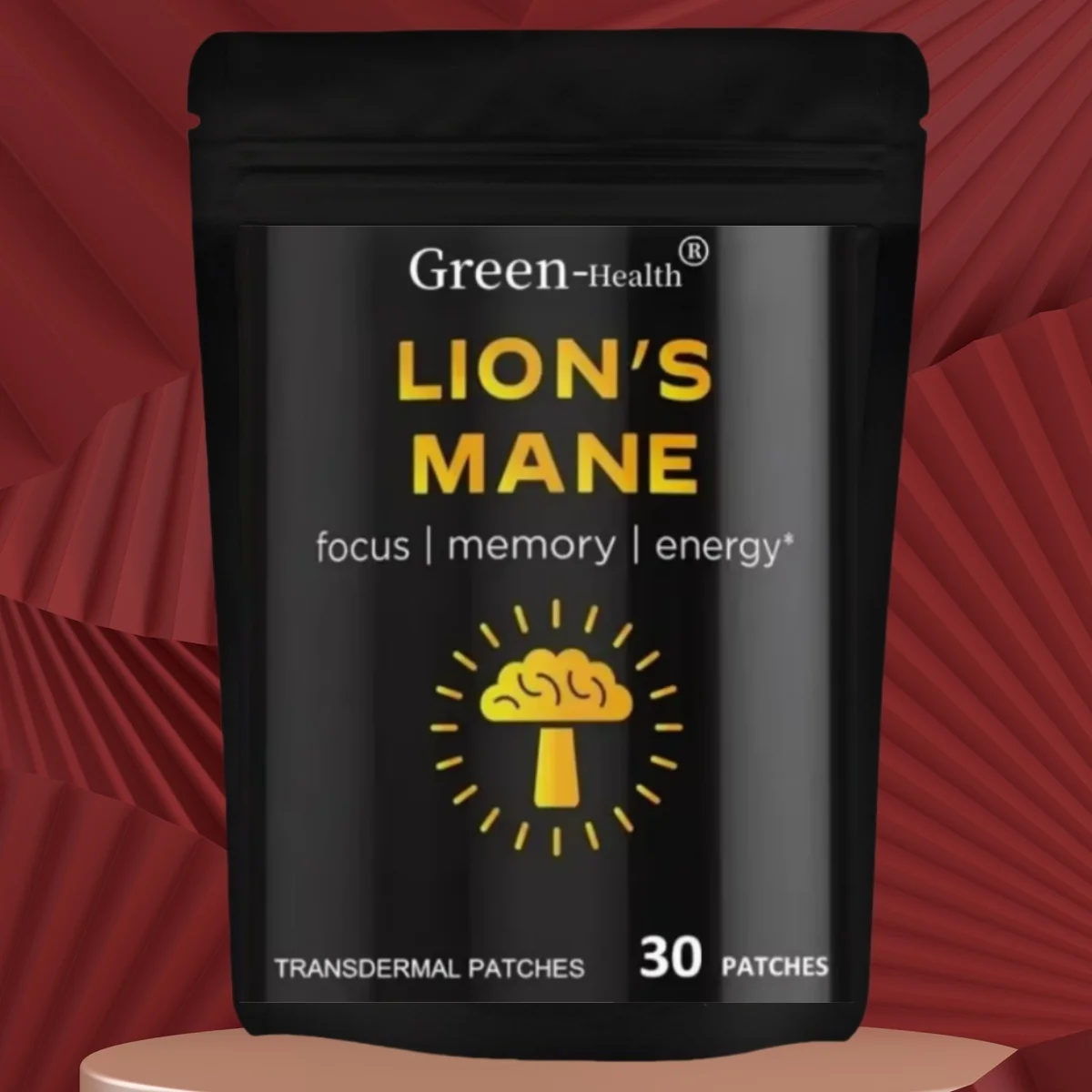 Lion's Mane Mushroom Transdermal Patches Brain Booster Focus & Memory - 30 Patches One Month Supply