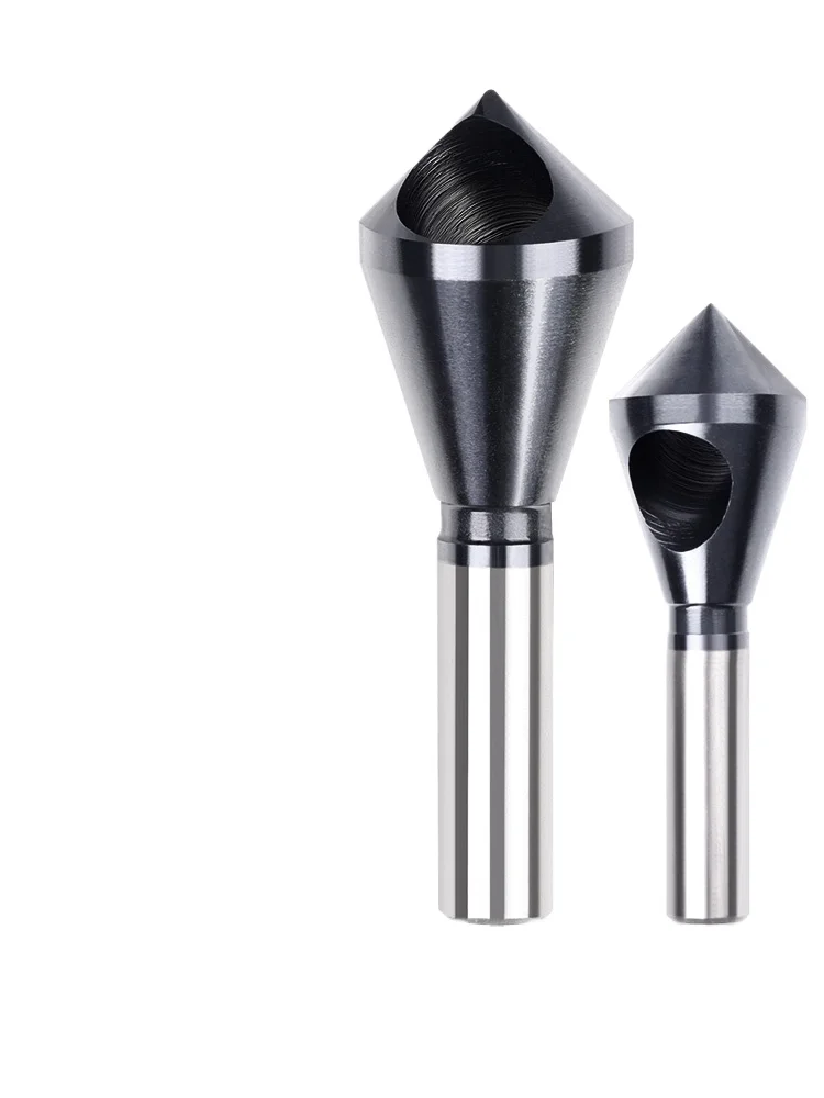 

Cobalt containing three blade 90 degree drill bit alloy 45 degree chamferer