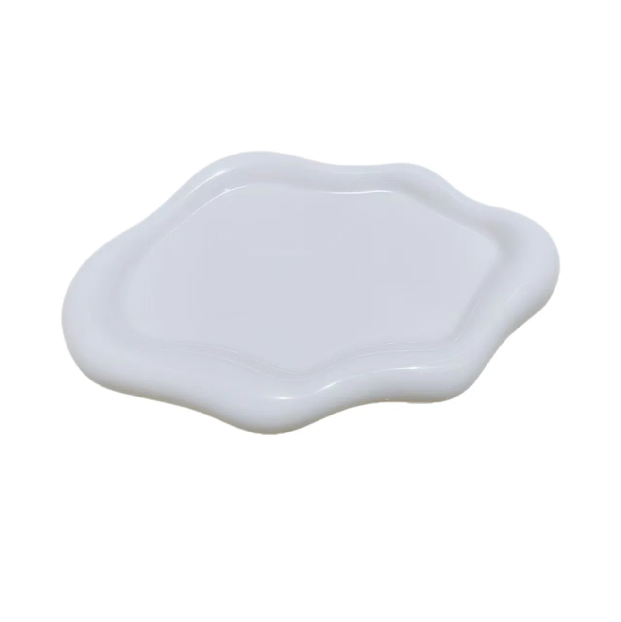 2-حزمة من صواني الزخرفية البيضاء صواني تخزين المجوهرات مع حواف ناعمة لديكور المنزل مناسبة للرجال والنساء عرض المجوهرات صواني الزخرفية تصميم رومانسي سطح مصقول صندوق تخزين أنيق هدية