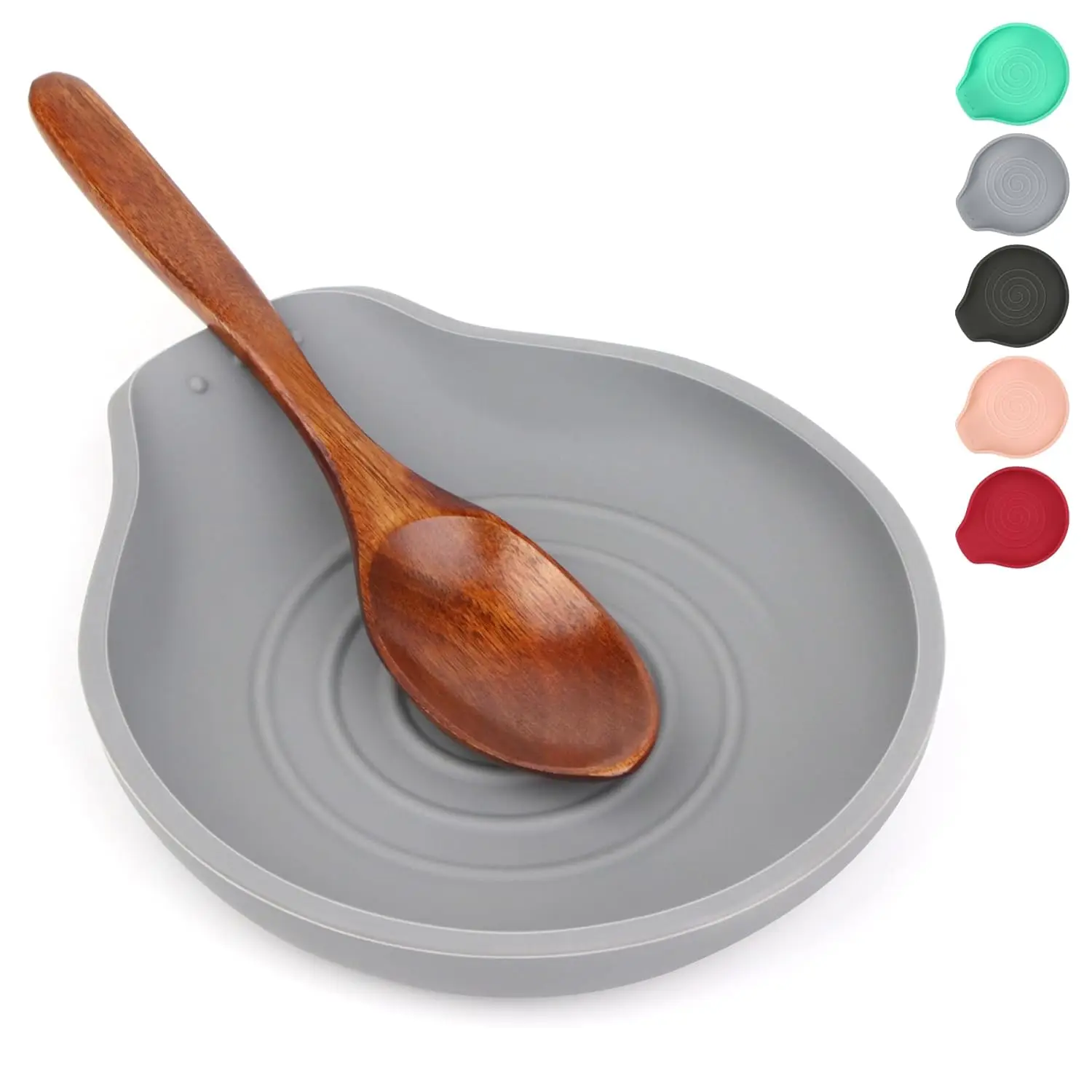 

6.1" Large Spoon Rest for Stove Top, 1 Pack Silicone Spoon Rest for Kitchen Countertop Gray, Heat-Resistant Utensil Rest for Spa