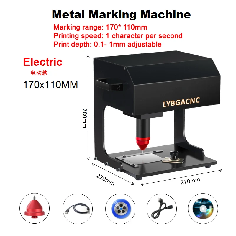 Desktop Portable metal signage nameplate marking machine 3axis touch-screen Electric Pneumatic Lettering Machine 170x110mm