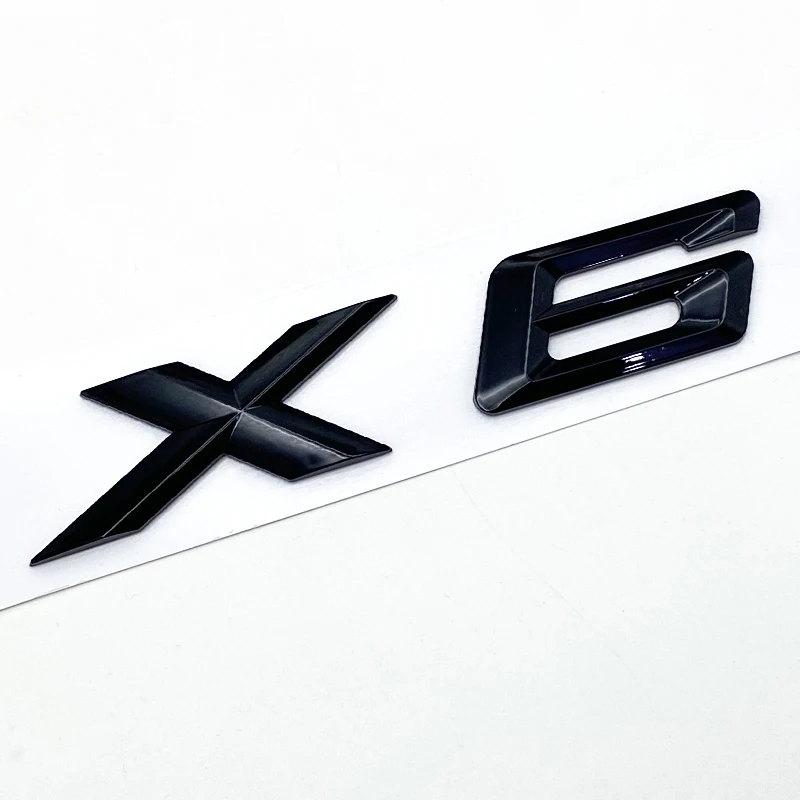 3D ABS Black Chrome Car Letters Rear Trunk Badge X6 Logo For X6 Sticker Emblem X6 Lettering Accessories