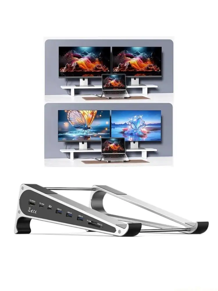 Portable Laptop Holder With 7 In 1 Docking Stations And Ergonomic For Work