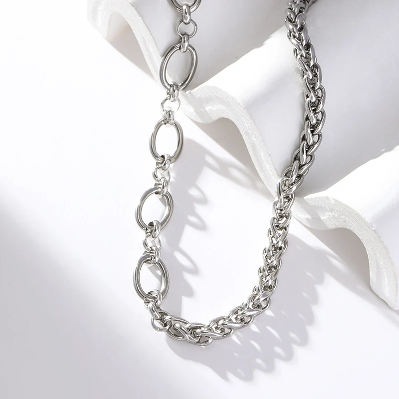 EILIECK 316L Edelstahl Hochwertige Kettenhalskette für Damen Silberfarbene Halskette Trendiger Modeschmuck Bijoux