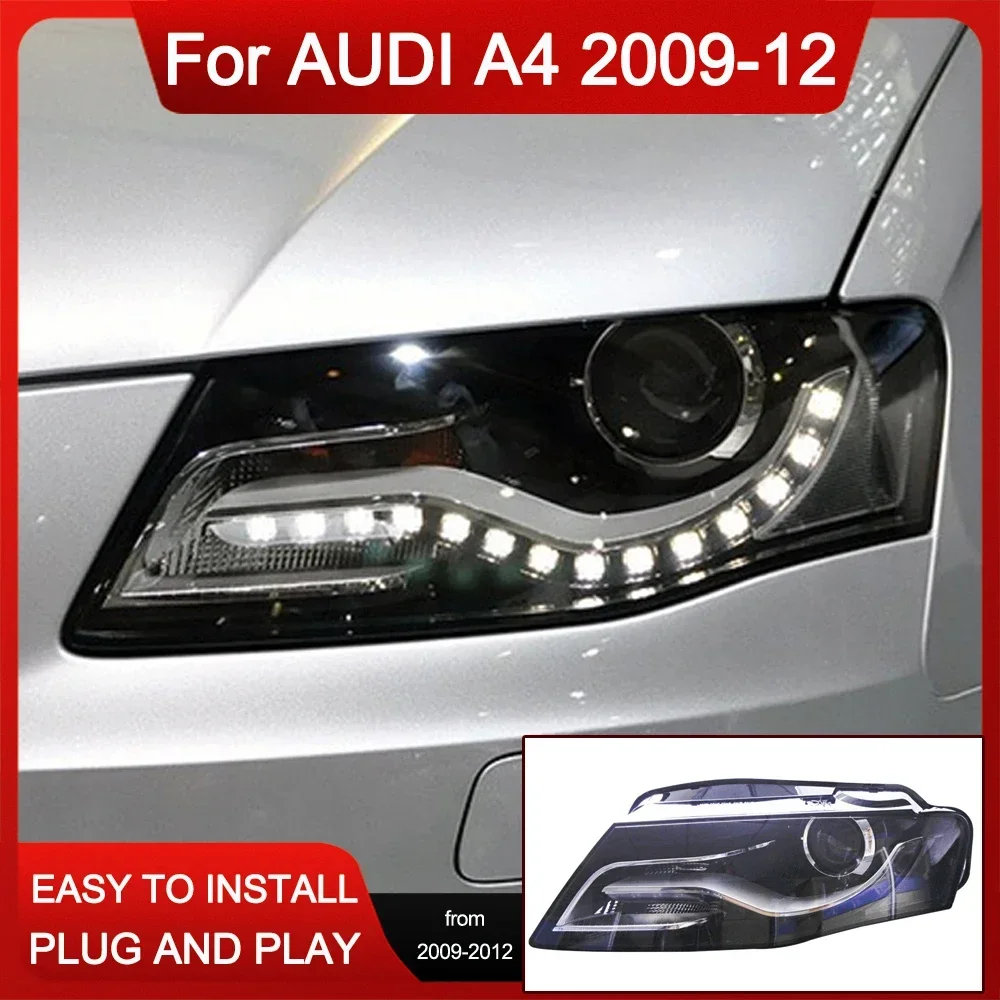 Car Styling Head Lamp for Audi A4 Headlights 2009 10 11 12 A4 B8 LED Headlight Projector Lens DRL Signal Automotive Accessories