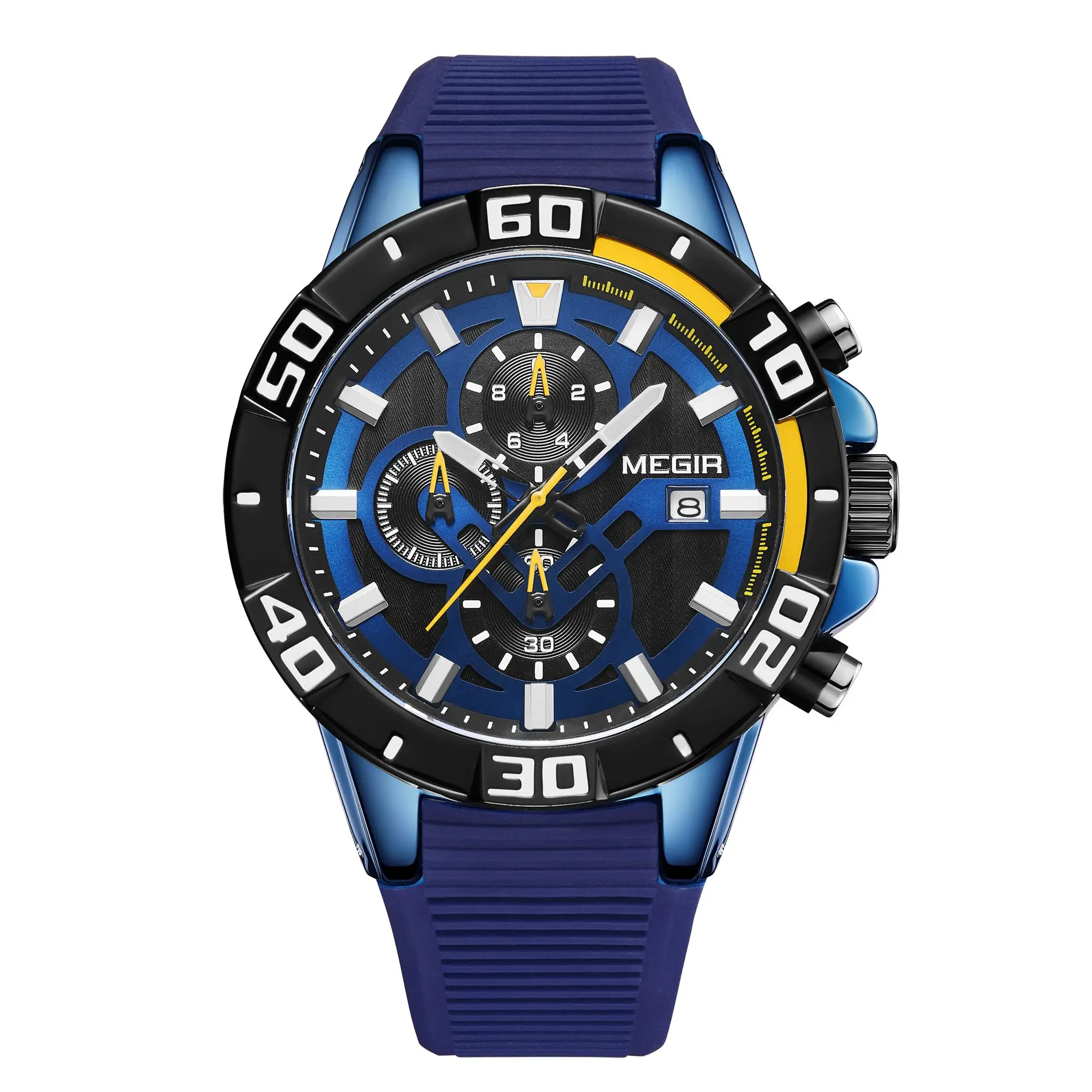 

Megir Luxury Men's Watch Waterproof Sports Quartz Clock Silicone Strap Chronograph Luminous Wristwatches Relogio Masculino