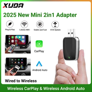 XUDA 2025 NEW Wireless Carplay and Android Auto 2in1 smart Mini Box WIFI BT Auto Connect For Toyota Volvo Benz MG Kia MAZDA FORD