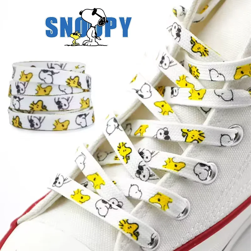1 Pairs Snoopy Creative Shoelaces Boys Girls Fashion Cartoon Anime Flat Sports Shoe Laces Graffiti Accessories Decor Party Gifts