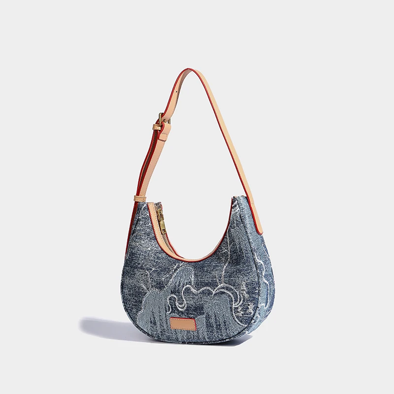 Niche Design Exquisite And Versatile Denim Shoulder Bag High-end Fashion Armpit Bag Daily Versatile Small Square Bag Trendy Bag