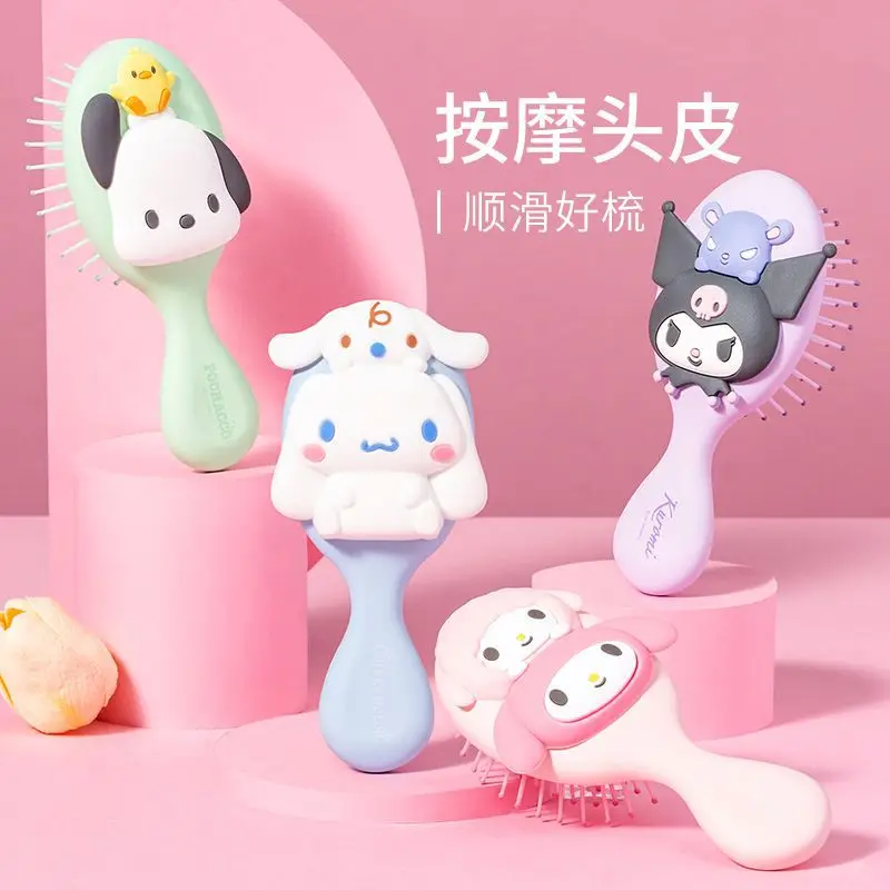 Sanrio Air Cushion Comb Hello Kitty Kuromi Cinnamoroll Anime Hair Brush Women Massage Barber Accessories Birthday Gift Hot Sales