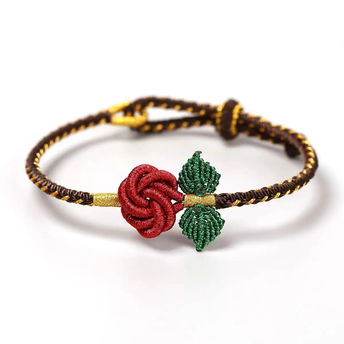 Bracciali rosa per le donne mamma regali unici fatti a mano stringa rossa Indie progettato carino corda intrecciata fiore gioielli a mano regolabili