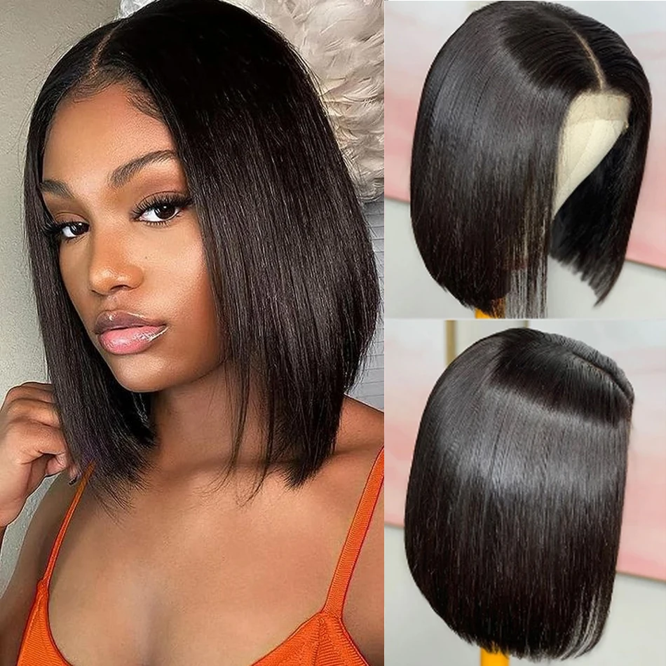 Bone Straight Short Bob Wigs 100% Human Hair Wigs 13*6*1 T Part Lace Front Wig Brazilian Lace Front Human Hair Wigs 180% Density