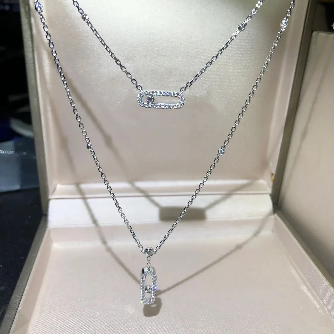 

Classic Single Diamond 925 Sterling Silver Double Chain Women's Jewelry Necklace, Carefully Selected, Noble And Elegant.