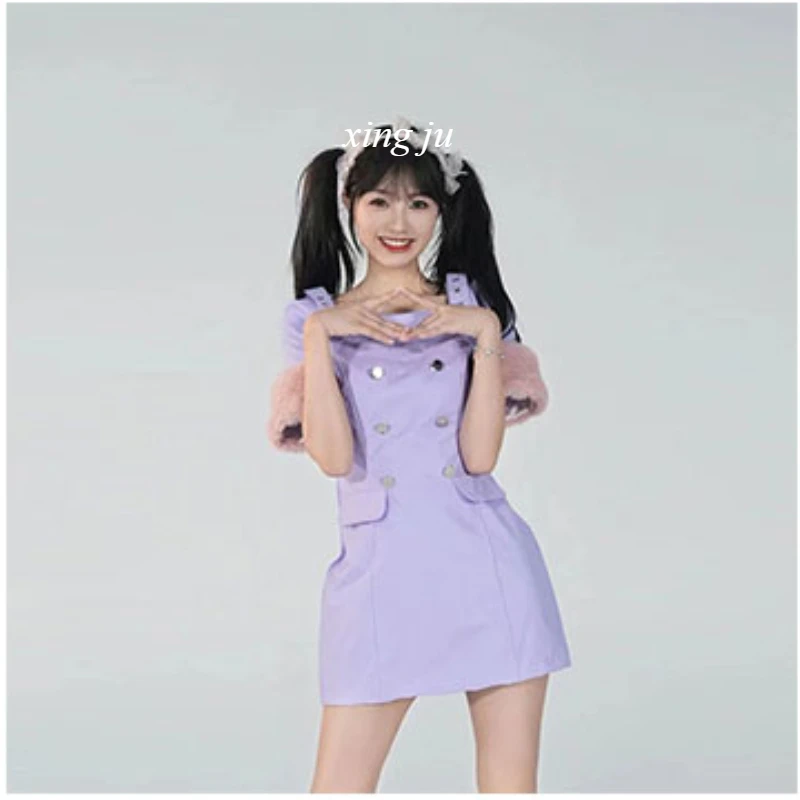 Xing Ju Kpop Women Group Sexy Tops Short Skirt Jazz Dance Costume Party Stage Dance Outfits Singer Nightclub Performance Wear