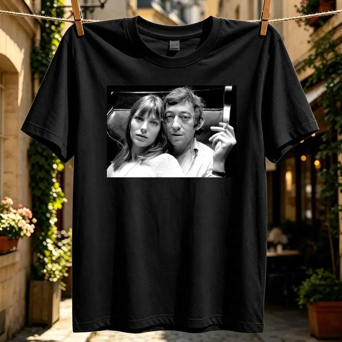 washed T Shirt Retro Vintage Serge Gainsbourg Lovers vintage Washed designer clothes streetwear Casual Unisex Soft Versatile