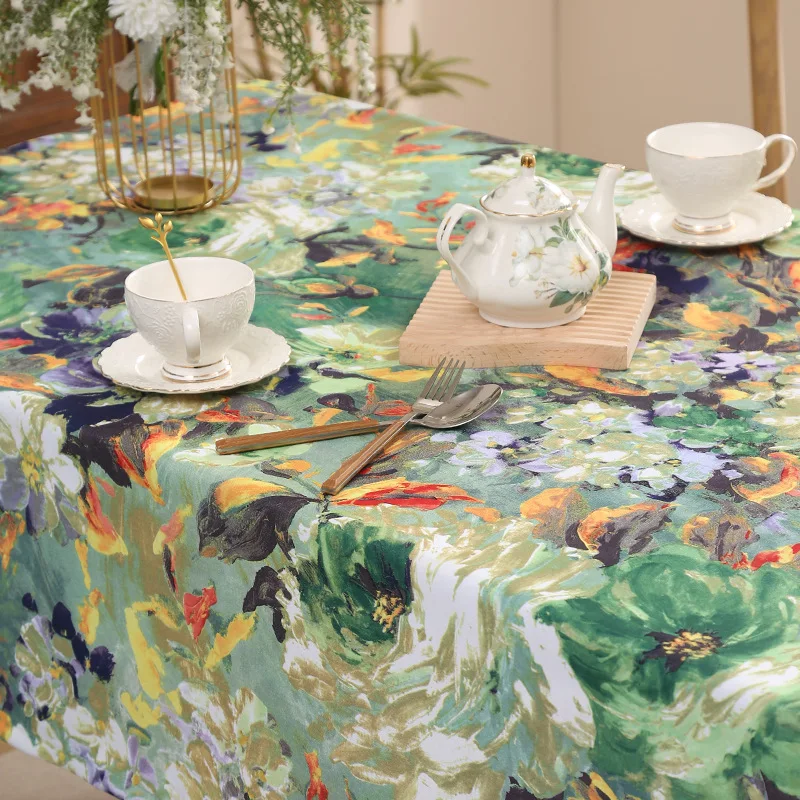 American Retro Oil Painting Series Tablecloth Thickened Waterproof Oilproof Dustproof Table Cloth Tea Table Cloth