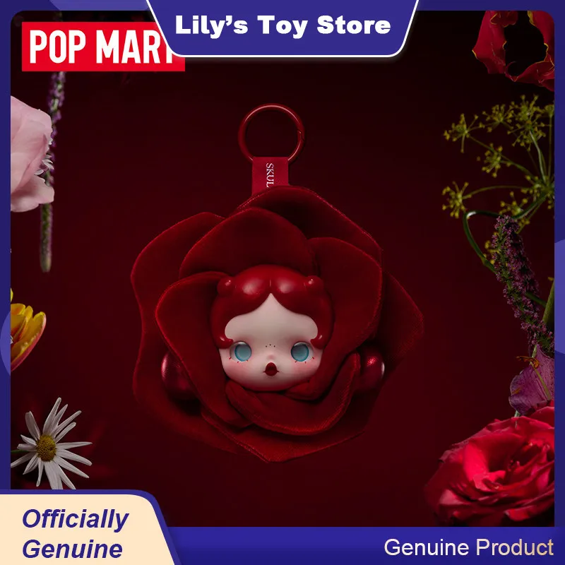 

POP MART Earphone Bag Skullpanda Four Acts Of Flower Series Velvet Rose Shaped Keychain Mini Storage Pouch Gift For Adults