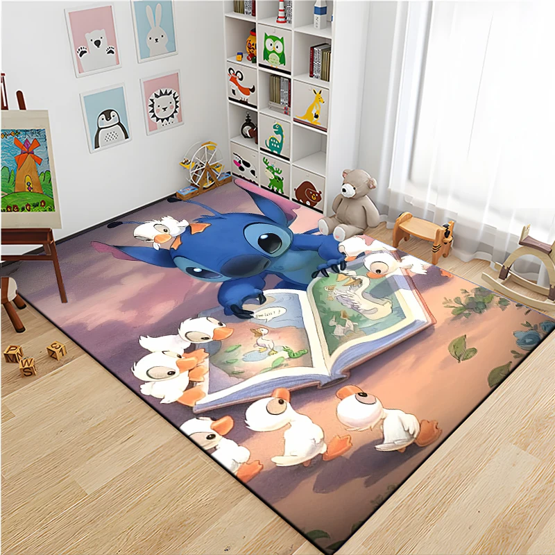 Disney Stitch 3D Anime Large Area Rugs Carpets Home Living Rooms Children\'s Kids Bedroom Sofa Doormat Floor Non-slip Mats MINISO