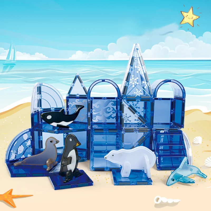 

Children Magnetic Tiles Ocean Series Magnetic Tiles DIY Magnetic Building Toys Simulation Animal Magnetic Blocks