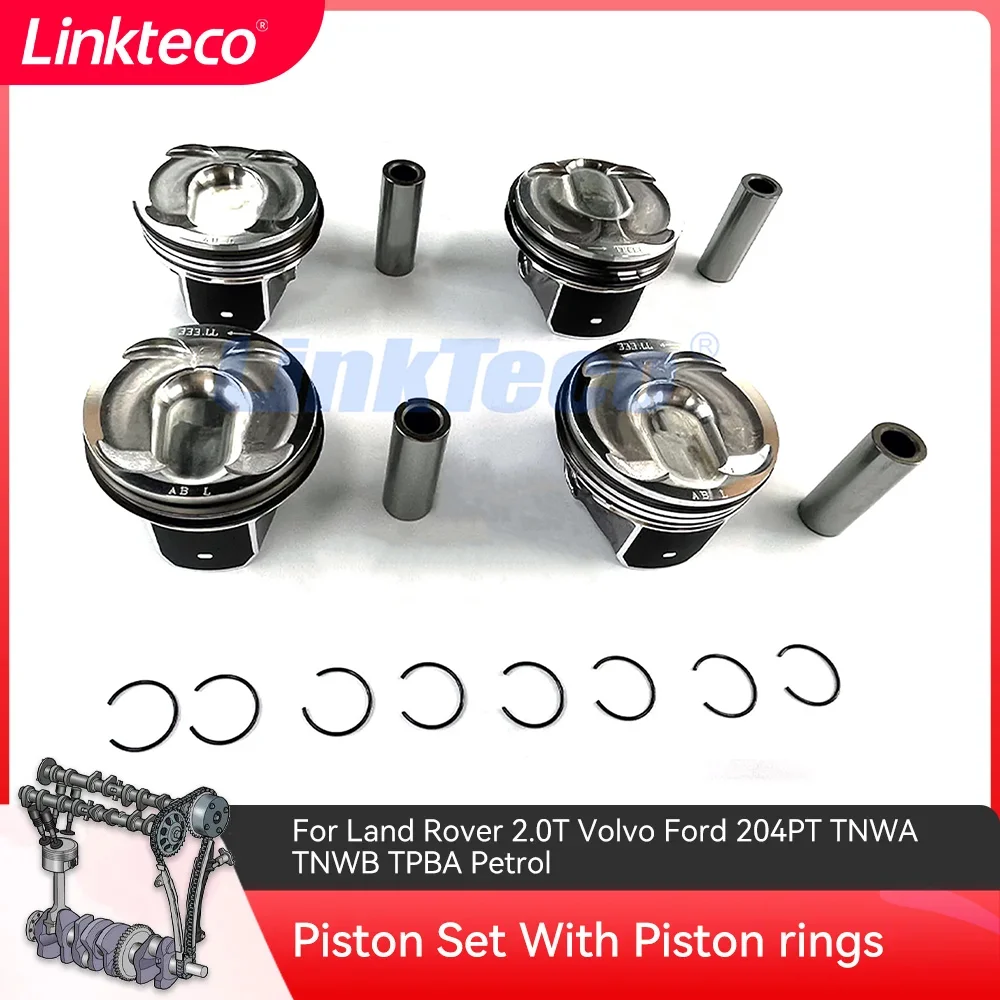 Engine Piston Set with Piston Rings for Land Rover Discovery Range Rover LR2 Volvo V40 V60 S60 V60 XC60 S80 2.0 L L4 204PT B4204