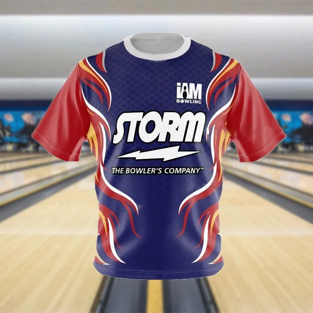 Bowling Sports Herren-T-Shirt, Sommer, lässig, O-Ausschnitt, kurze Ärmel, lockere Oberteile, modisch, atmungsaktiv, Sportkleidung, hochwertiges Unisex-T-Shirt