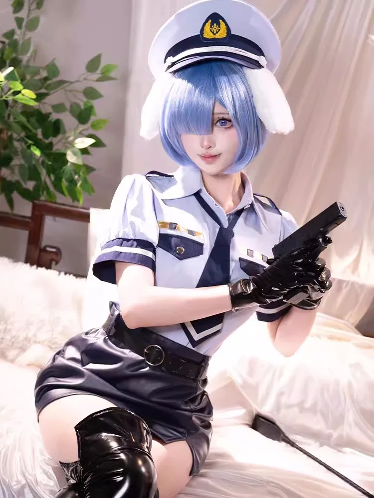 Rem Cosplay Costume Re:Life in A Different World From Zero Rem Policeman Uniform Halloween Carnival Party Outfit