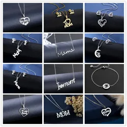 Mama Letter Pendant Necklace For Women Mom Mother's Day Clavicle Chain Choker Stainless Steel Jewelry Minimal Gift