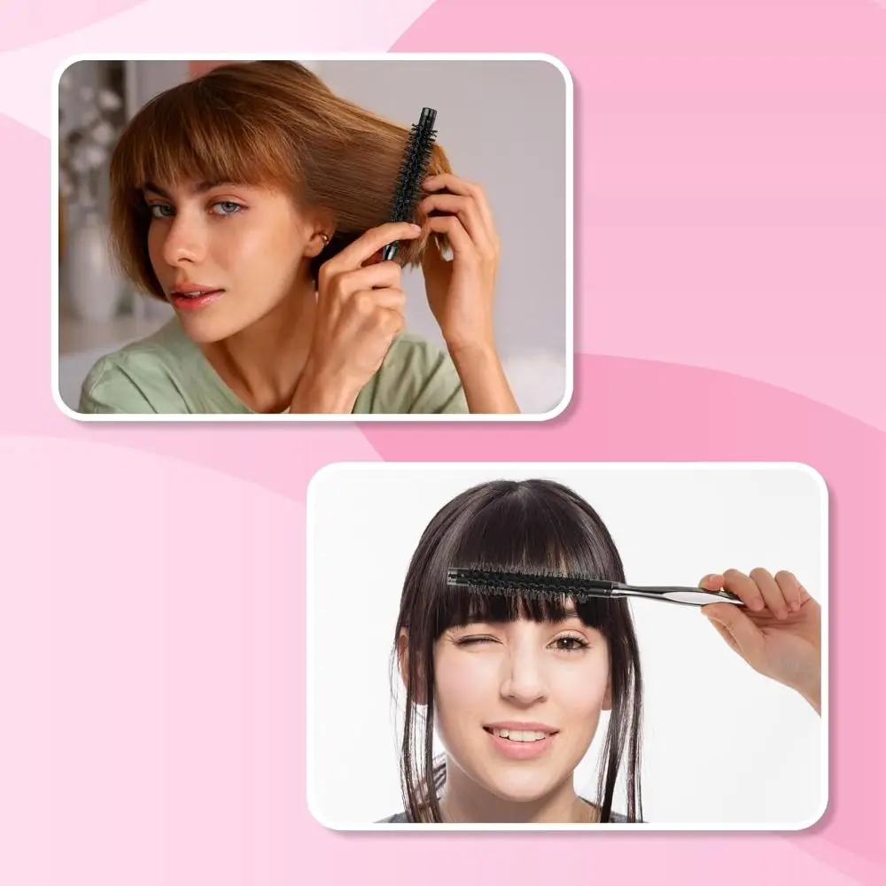 with Smooth Handle Small Curling Brush Styling Hair Brush Nylon Bristles Roller Brush Mini Quiff Roller Portable Curling Brush