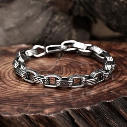 Stainless Steel Creative Pattern Men's Bracelet Personal Punk Locomotive Bangle Male Retro Pattern O-shaped chain wristband Gift