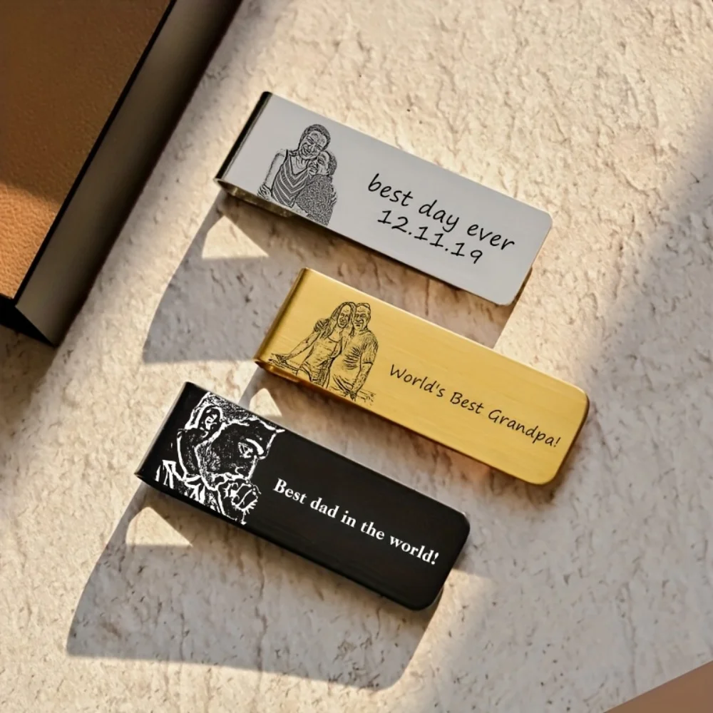 

Зажим для денег из нержавеющей стали, зажим для галстука, зажим для волос, новая персонализированная гравировка, зажим для денег, персонализированная закладка, металлическая папка для билетов