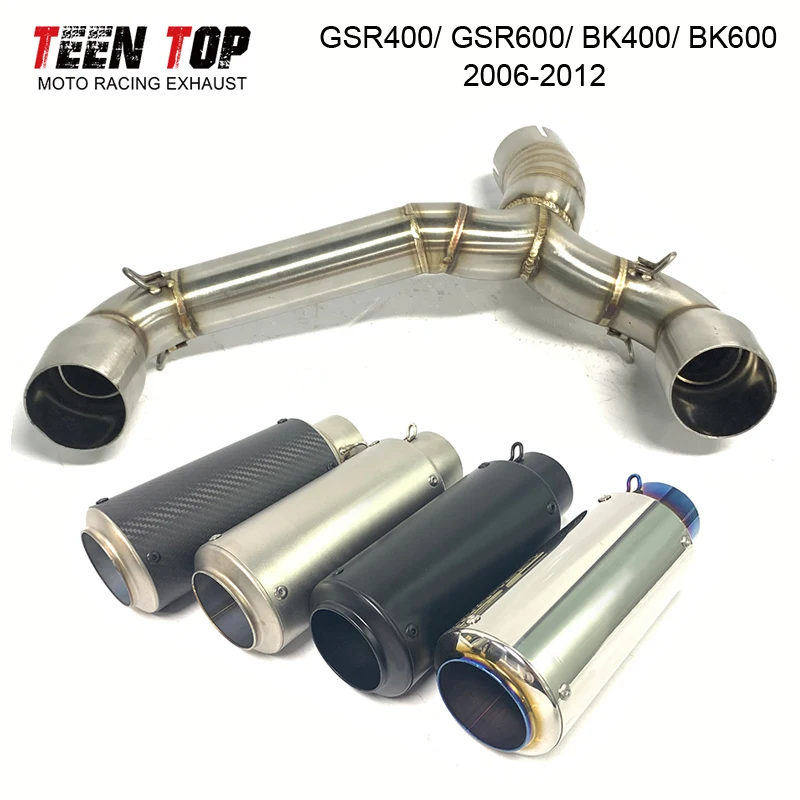 

Slip-on Exhaust For Suzuki GSR400 GSR600 BK400 BK600 Exhaust Pipe 2006-2012 Escape Exhaust 51MM Motorcycle Muffler 245mm Elbow