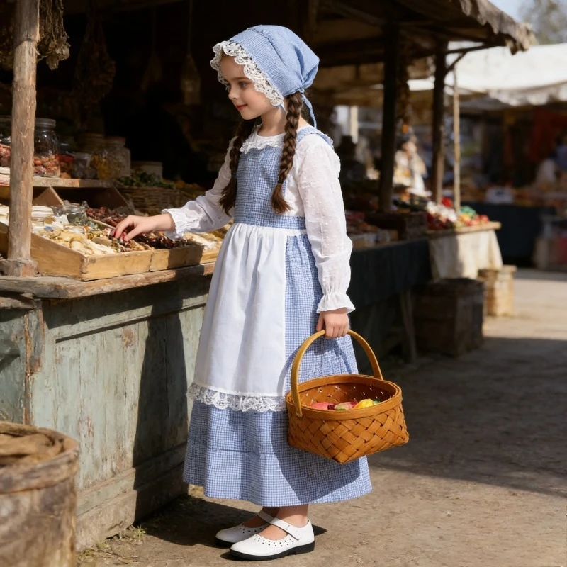 

Детское платье для девочек в европейском деревенском стиле, для выступлений, весеннее, для театральных постановок, тематическое платье «Цветочный магазин»